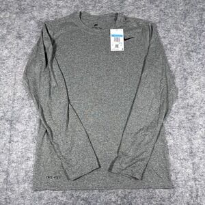 NWT Nike Dri-FIT Long Sleeve Shirt Grey Training Tee Mens Medium